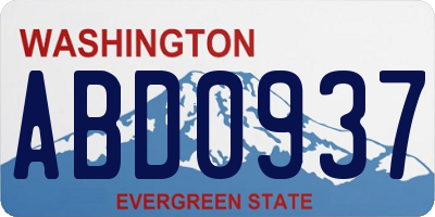 WA license plate ABD0937