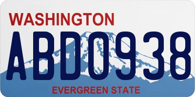 WA license plate ABD0938