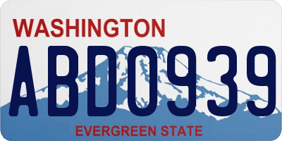WA license plate ABD0939