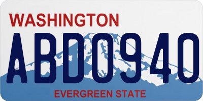 WA license plate ABD0940