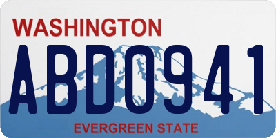 WA license plate ABD0941