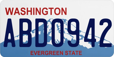 WA license plate ABD0942
