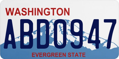 WA license plate ABD0947