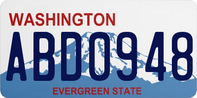 WA license plate ABD0948