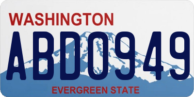 WA license plate ABD0949