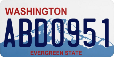 WA license plate ABD0951