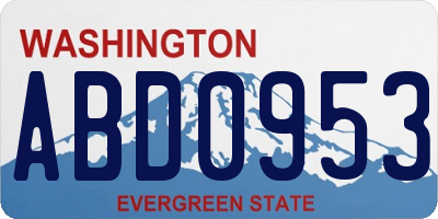 WA license plate ABD0953