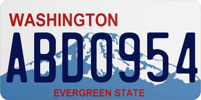 WA license plate ABD0954