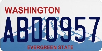 WA license plate ABD0957