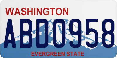 WA license plate ABD0958