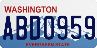 WA license plate ABD0959