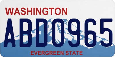 WA license plate ABD0965