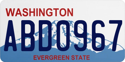 WA license plate ABD0967