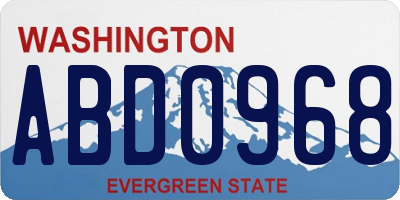 WA license plate ABD0968