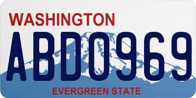 WA license plate ABD0969