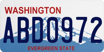 WA license plate ABD0972