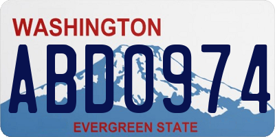 WA license plate ABD0974