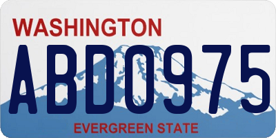 WA license plate ABD0975