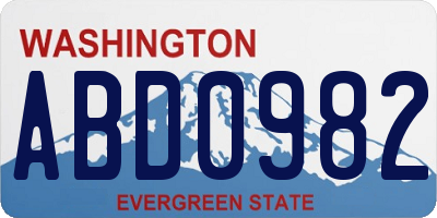 WA license plate ABD0982