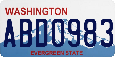 WA license plate ABD0983