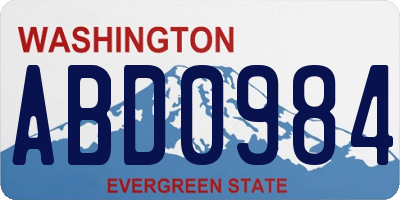 WA license plate ABD0984