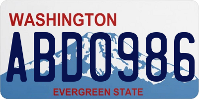 WA license plate ABD0986