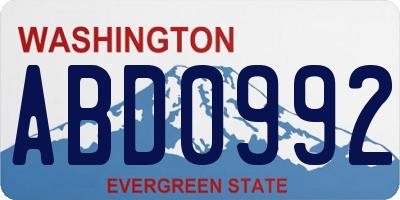 WA license plate ABD0992