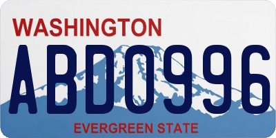 WA license plate ABD0996
