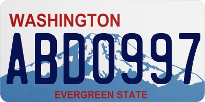 WA license plate ABD0997