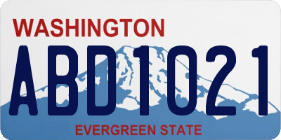 WA license plate ABD1021