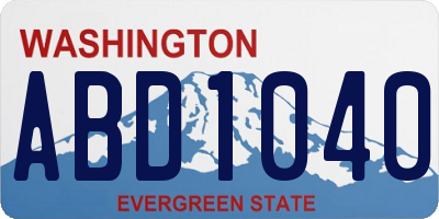 WA license plate ABD1040