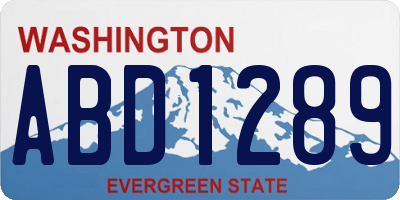 WA license plate ABD1289