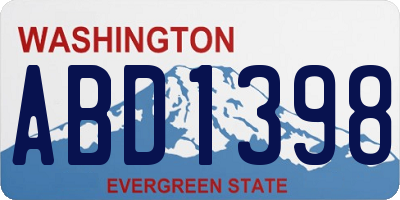 WA license plate ABD1398