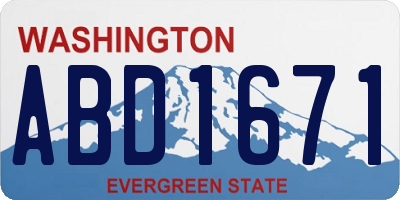 WA license plate ABD1671