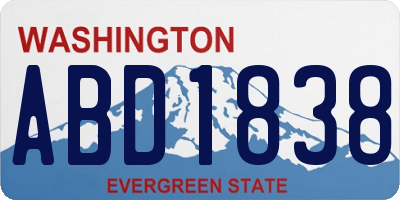 WA license plate ABD1838