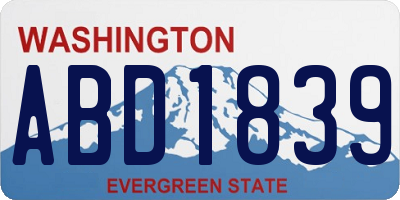 WA license plate ABD1839