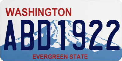 WA license plate ABD1922