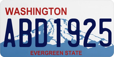 WA license plate ABD1925