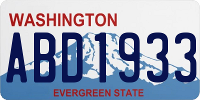 WA license plate ABD1933