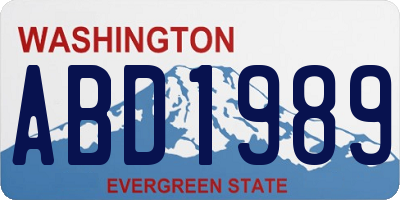 WA license plate ABD1989