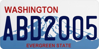 WA license plate ABD2005