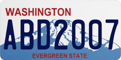 WA license plate ABD2007