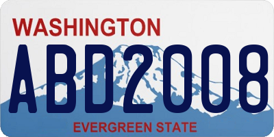 WA license plate ABD2008