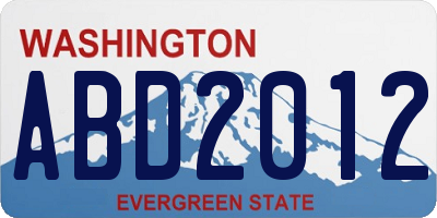 WA license plate ABD2012