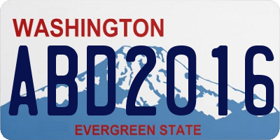 WA license plate ABD2016