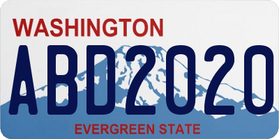 WA license plate ABD2020