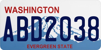 WA license plate ABD2038