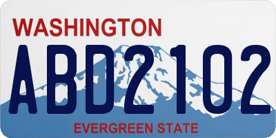 WA license plate ABD2102