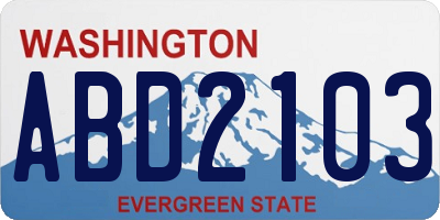 WA license plate ABD2103