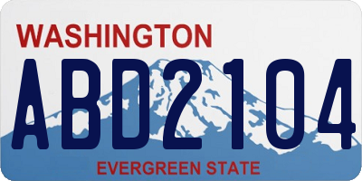 WA license plate ABD2104